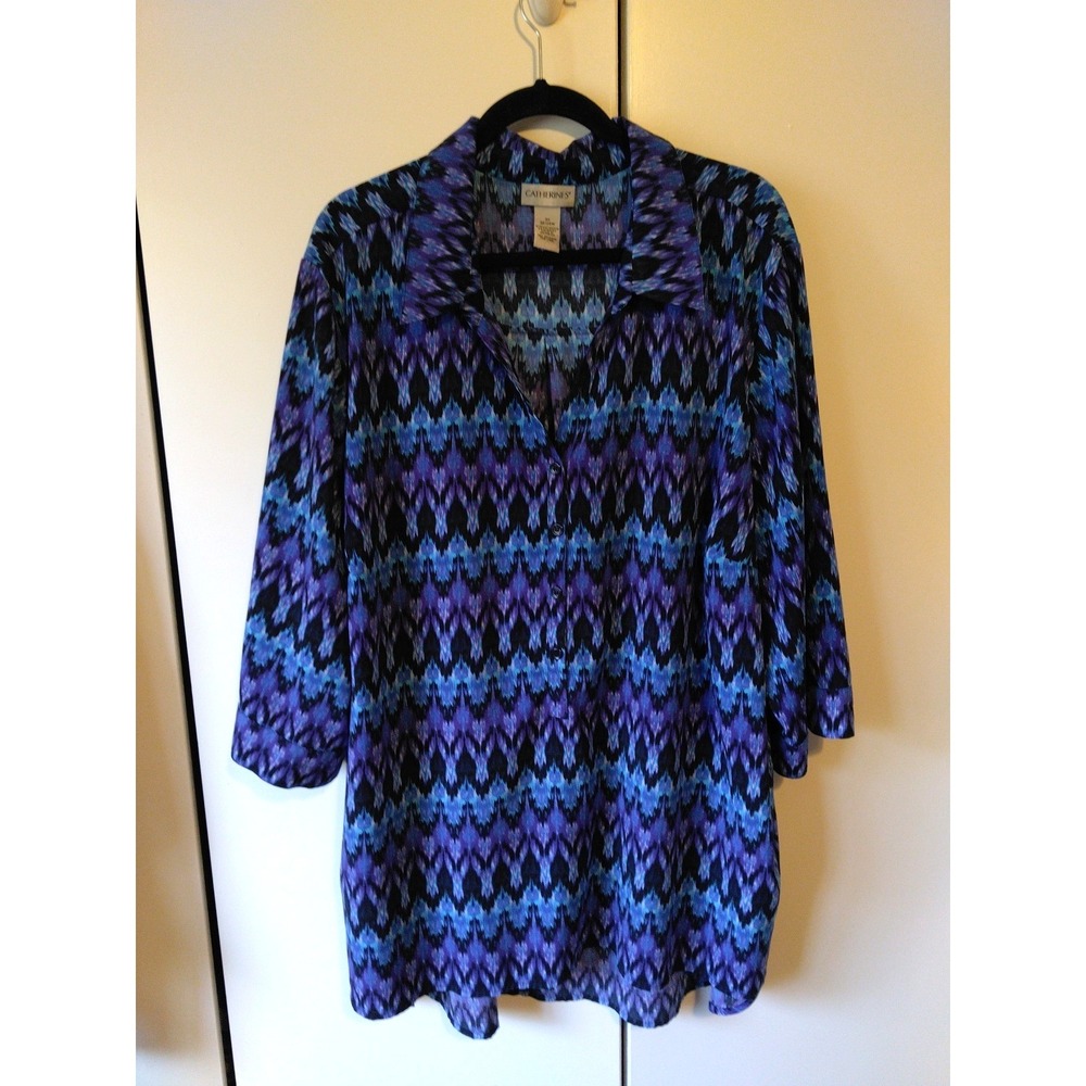 Catherines Elegant Artsy Tunic Top Women's Plus Size 3x 26 28 Flowy Boho